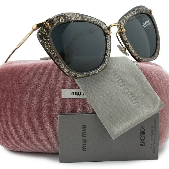 Miu Miu Sunglasses in Smoke Glitter Silver Miu Miu 10n Sunglasses main image 2